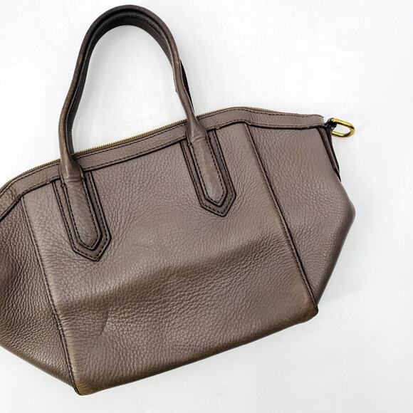 J. Crew Taupe Gray Leather Handbag - Picture 1 of 6